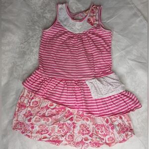 Gillian's Closet Girls Cotton Dress Pink White  Eyelet Tank Ruffle Size 6X